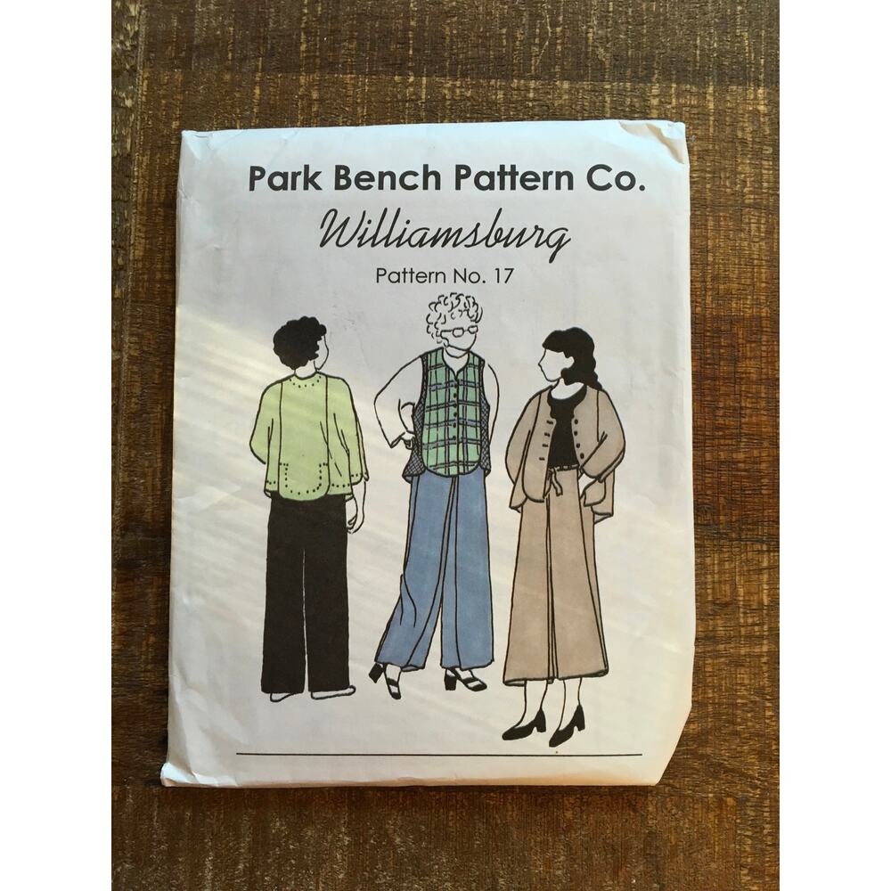 Park Bench Sewing Pattern 17 Williamsburg Oversize Vest Jacket Pants 12-18 UNCUT